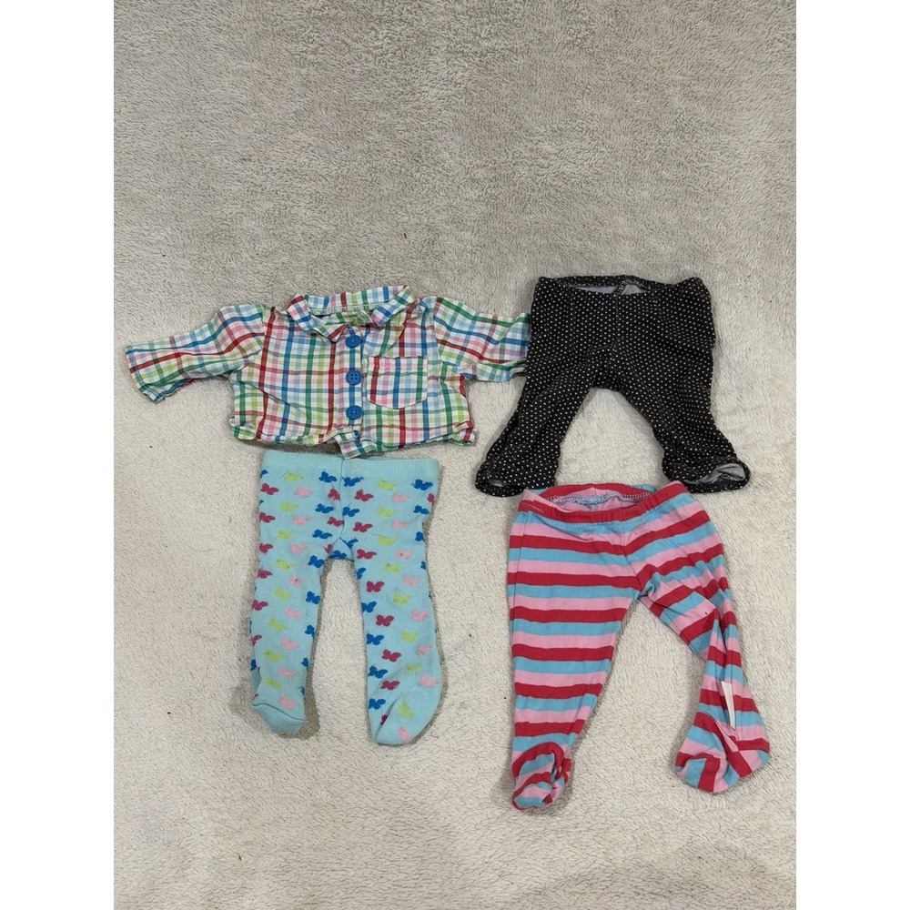 American Girl Bitty Baby Clothing Lot 4 Pc Plaid Stripe Polka Dot Butterfly